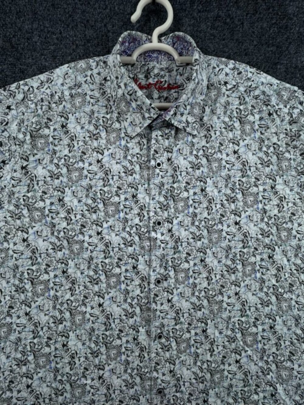 Robert Graham Classic Mens Black White 2XL Floral Cotton Shirt Button Up Bold